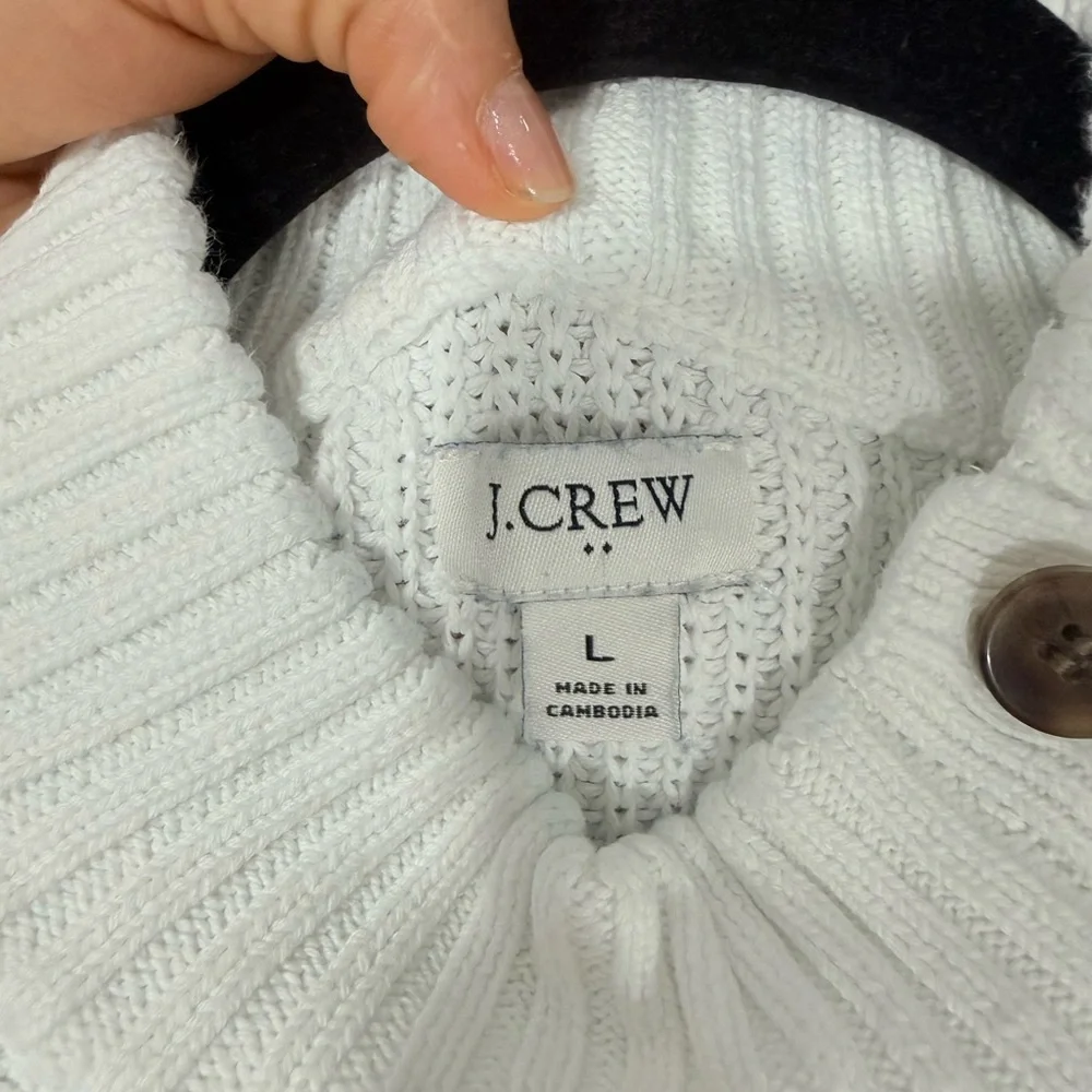 J.‎ Crew Factory cotton button mock neck Striped Sweater L